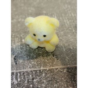 Miniature white yellow fuzzy teddy bear toy figure